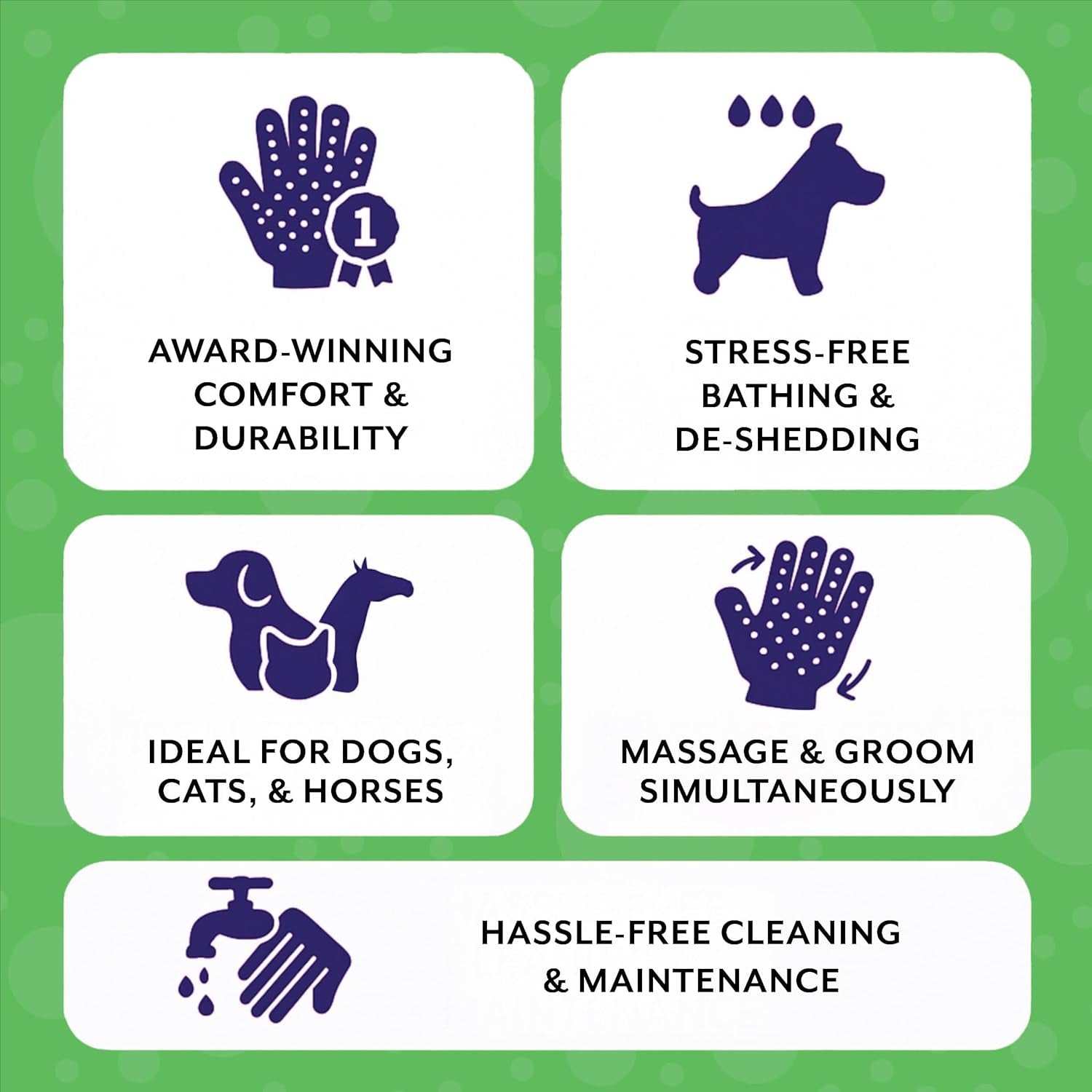 Handson Pet Grooming Gloves - #1 Ranked, Award Winning Daily Pet Hair Remover - Mitts for Gentle Deshedding, Bathing, and Massaging Cats, Dogs, Horses & Other Animals (Pack of 1 Pair)